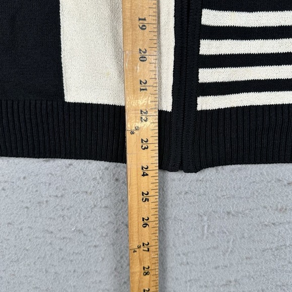 St. John Knit Zip Front Cardigan Jacket Womens Large Red Black White Striped - Picture 10 of 16